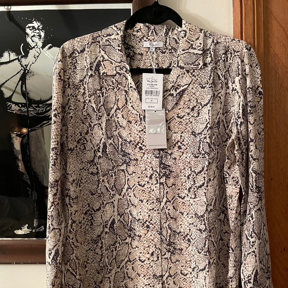 NWT 100% Silk Rails Python Snakeskin Blouse Medium